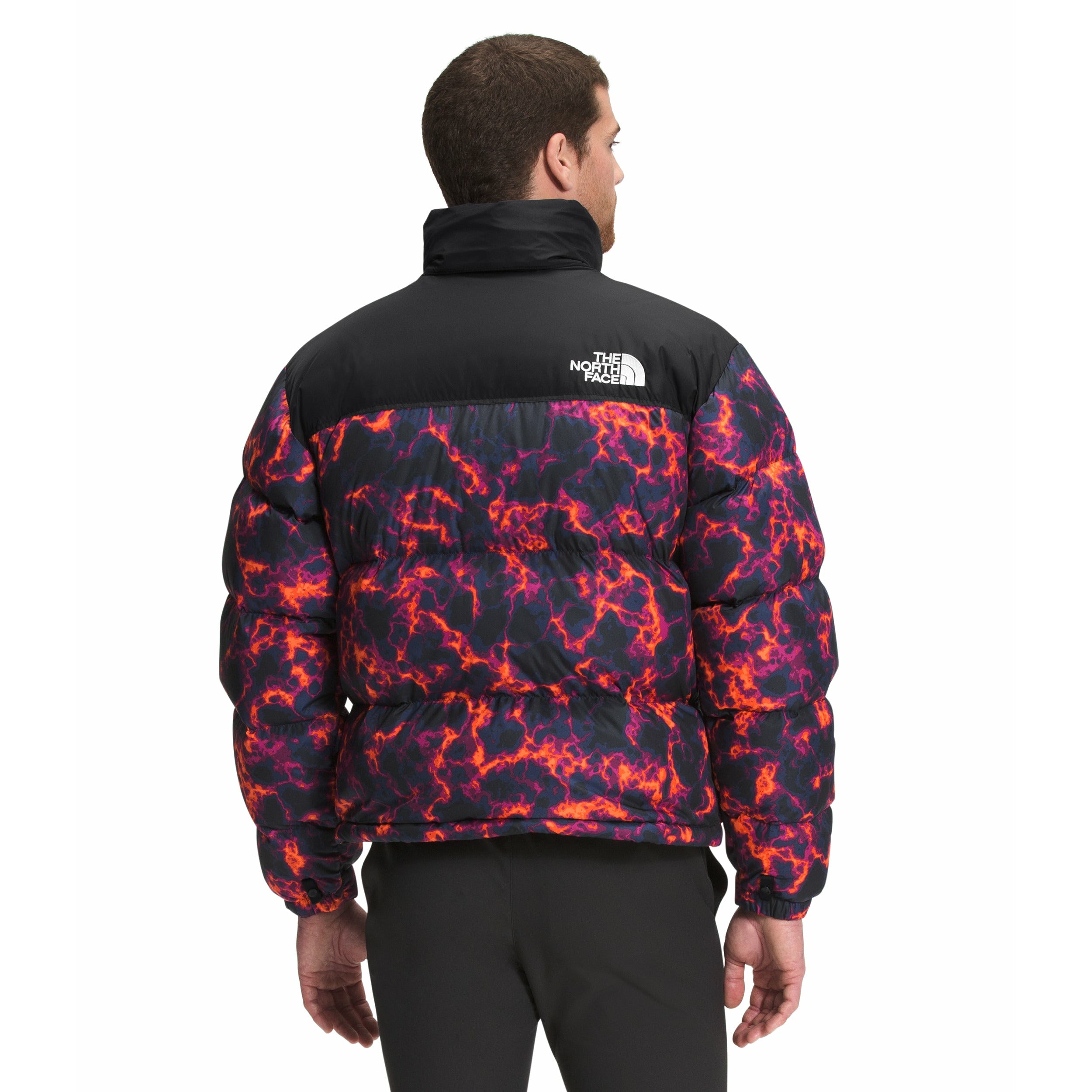 The North Face Men's Printed 1996 Retro Nuptse Jacket in TNF Black Marble Camo Print