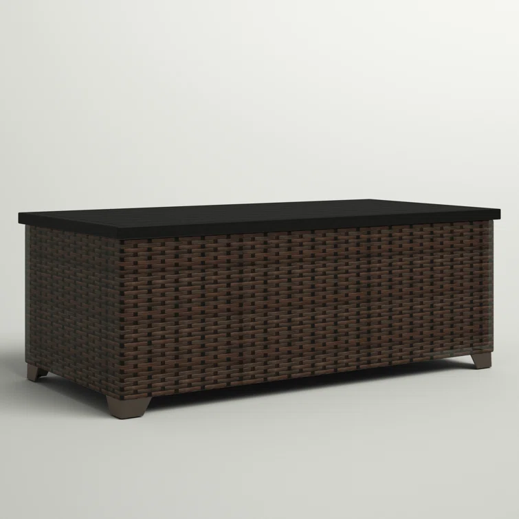 Latitude Run® Larrissa 48'' W 25 Gallons Water Resistant Wicker Deck Box in Espresso