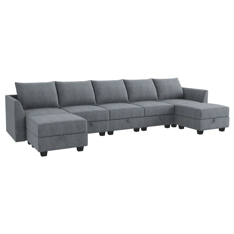 U shaped Corner Modular Sectional Reversible Sofa Couch with Storage Seat