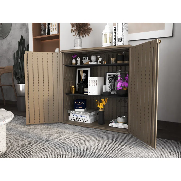 KINYING 34.3'' W 60 Gallons Water Resistant Resin Cabinet Deck Box