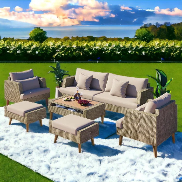Ipke 6 - Person Outdoor Seating Group with Cushions