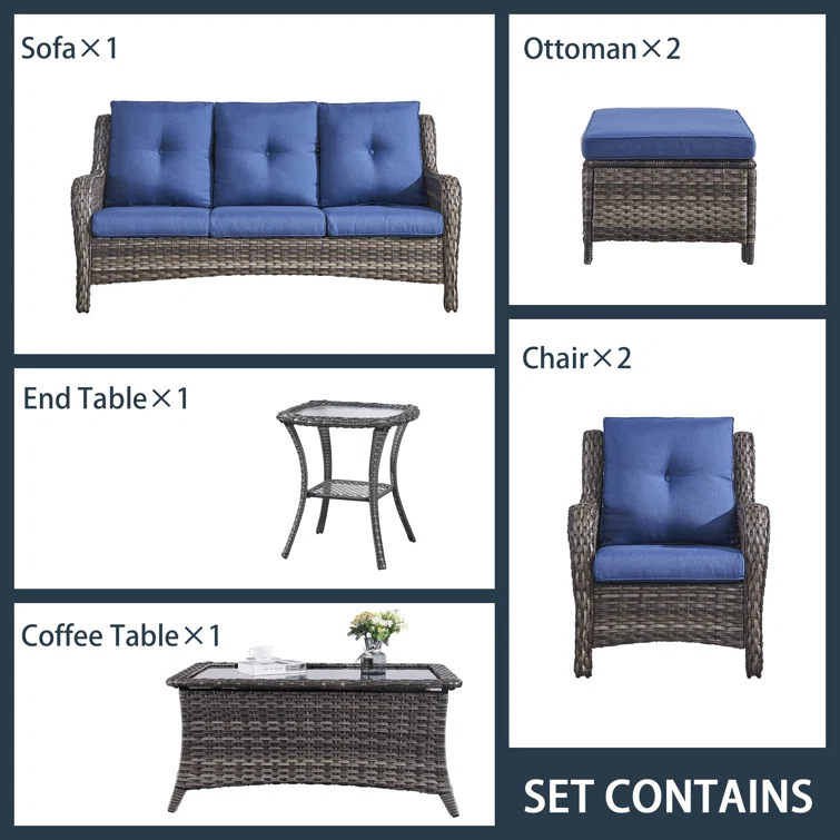 5 - Person Outdoor Seating Group with Cushions
