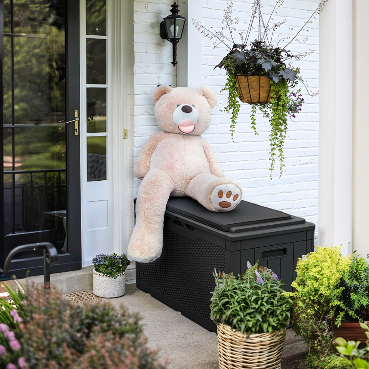 Furmax 100 Gallons Plastic Lockable Deck Box With Cushion