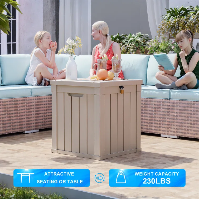 Deck Box 22.13'' W 50 Gallons Resin Lockable Deck Box