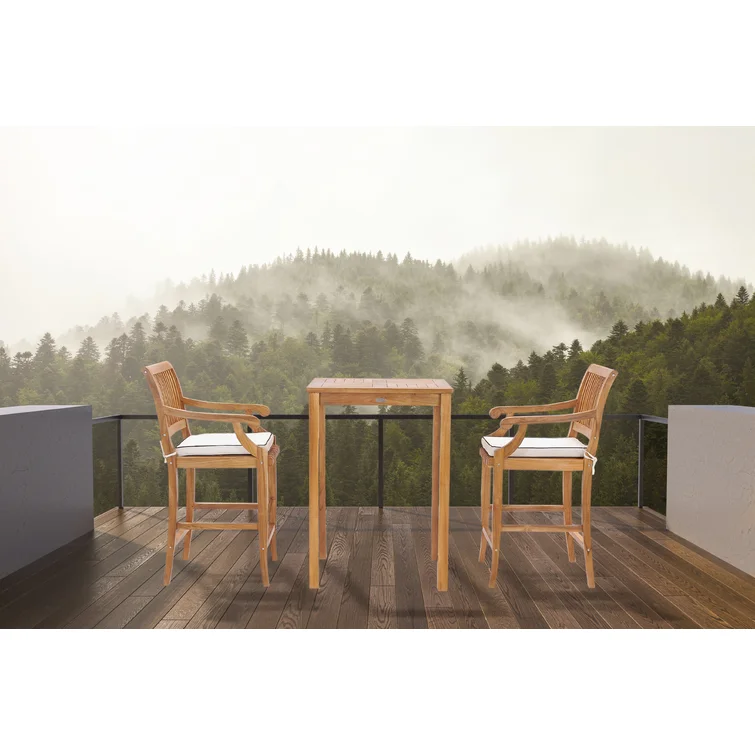 2 - Person Square Teak Outdoor Dining Set with Cushions