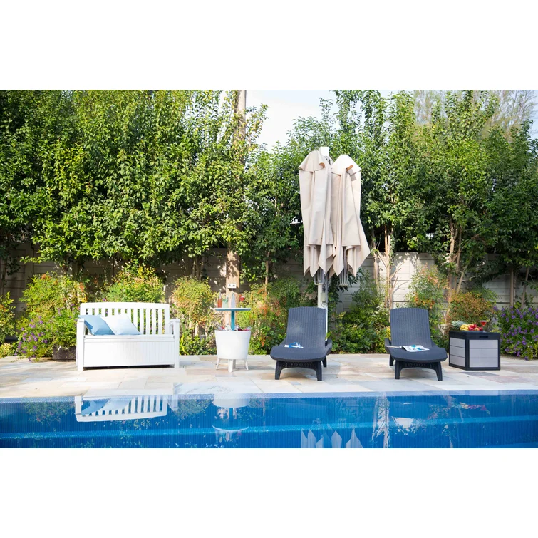 Keter Denali 30 Gallon Small Durable Resin Outdoor Storage and Organization Deck Box For Patio Furniture and Supplies, Grey