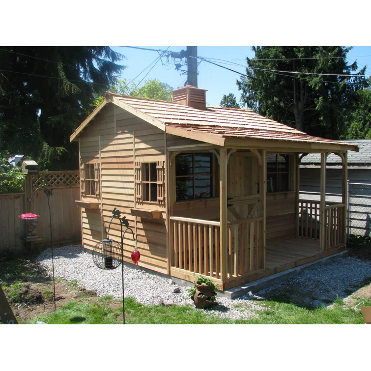 Bunkhouse 12 ft. W x 14 ft. D Western Red Cedar Wood Storage Shed