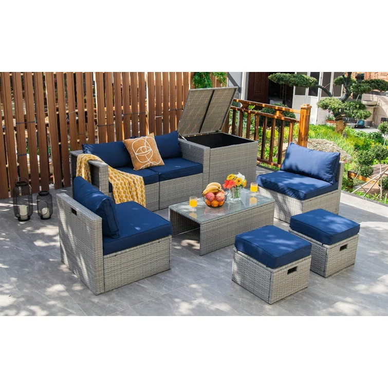 Aleshka 6 - Person Outdoor Seating Group with Cushions