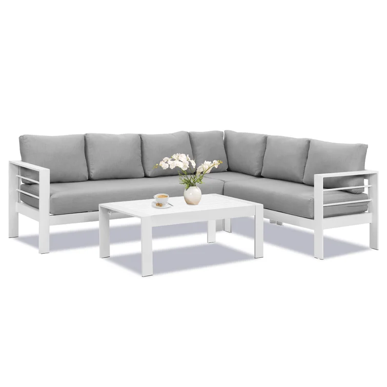 Brandtley 5-6 Person Aluminum Sectional Seating Group with Cushions