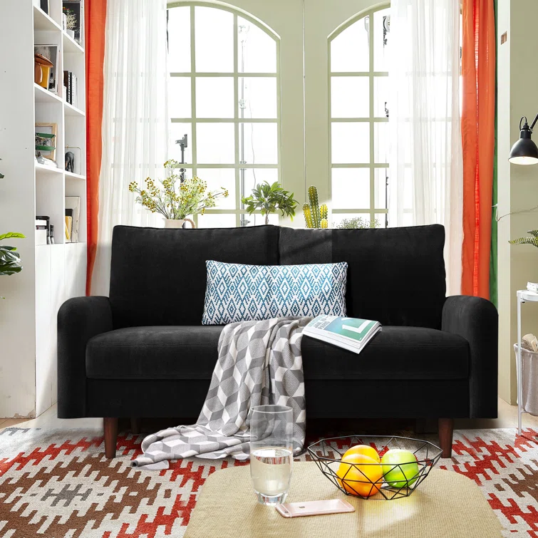 Hasaam Everly Quinn 56.3" Wide Velvet Round Arms Small Apartment Loveseat