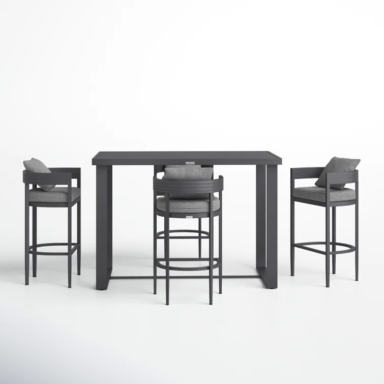 Elza 4 - Person Rectangular Outdoor Dining Set with Cushions