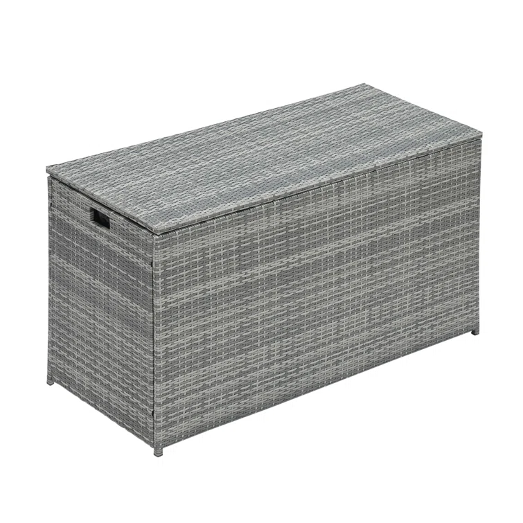 Teamson 55'' W 154 Gallons Water Resistant Wicker Deck Box in Gray