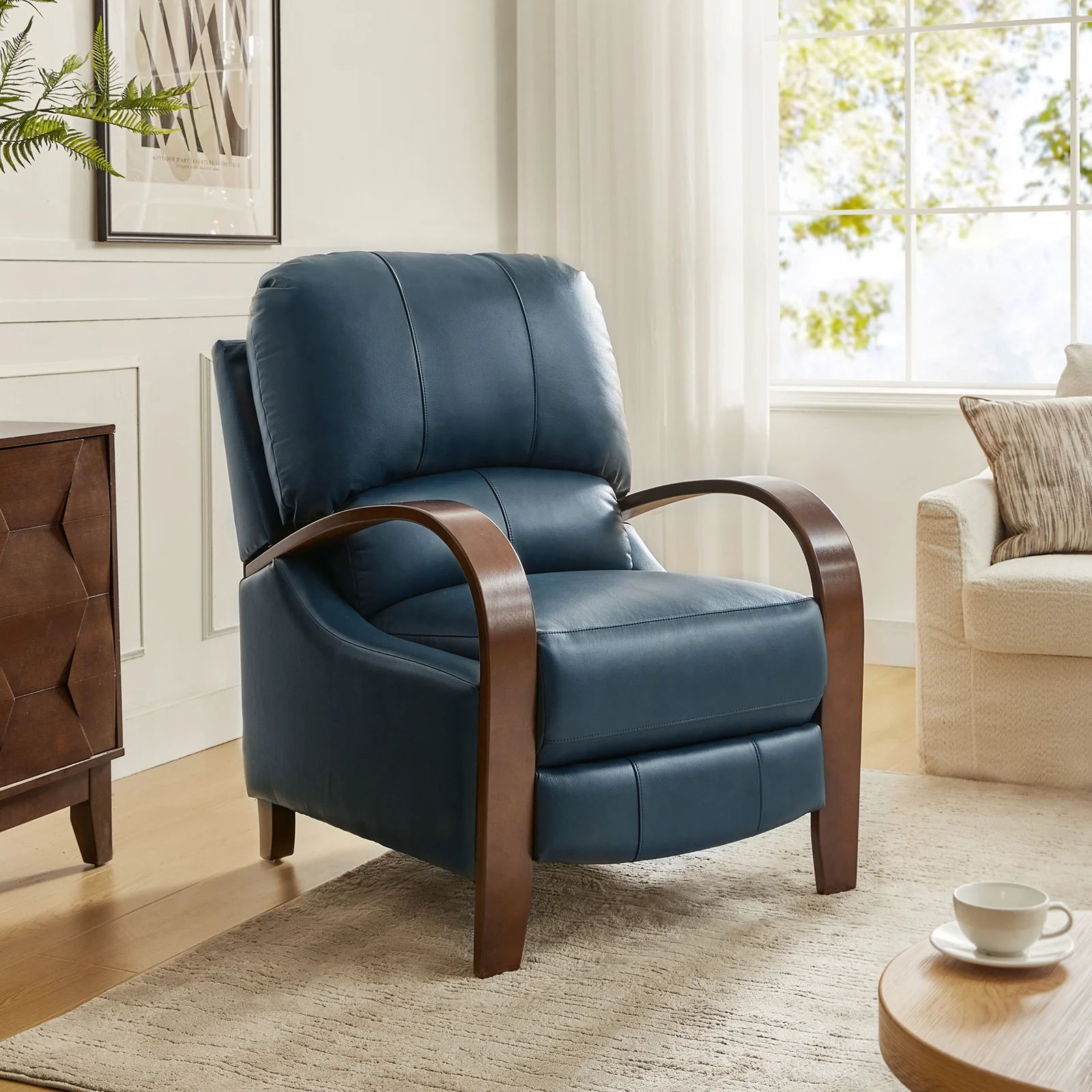 Melisa Genuine Leather Manual Recliner