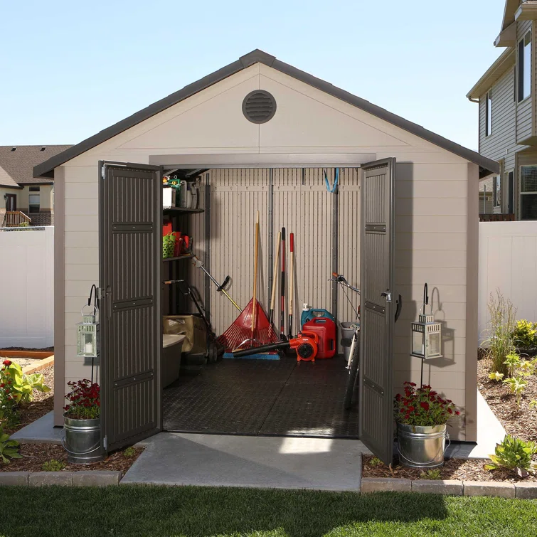 15 Ft. x 8 Ft. High-Density Polyethylene (Plastic) Steel Reinforced Outdoor Storage Shed