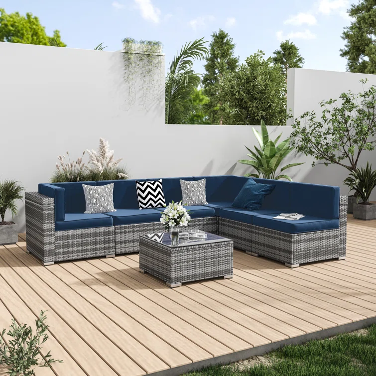 Delphene 6 - Person Outdoor Seating Group with Cushions