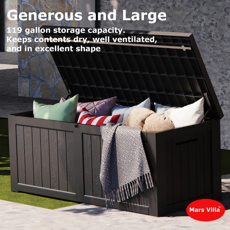 Water Resistant Outdoor Storage Deck Box in Black