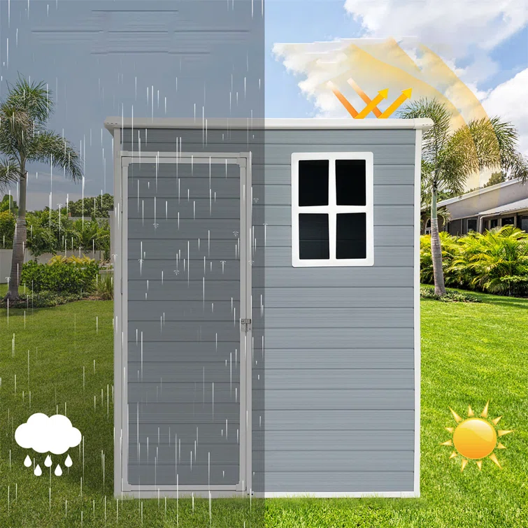 5 ft. W x 3 ft. D Plastic Lean-To Storage Shed