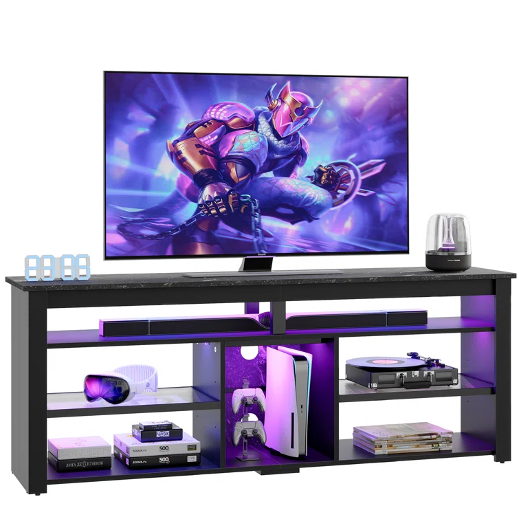 Benigno TV Console for 65/70 inch TV, Tall TV  Stand with 2 Led Lights,63