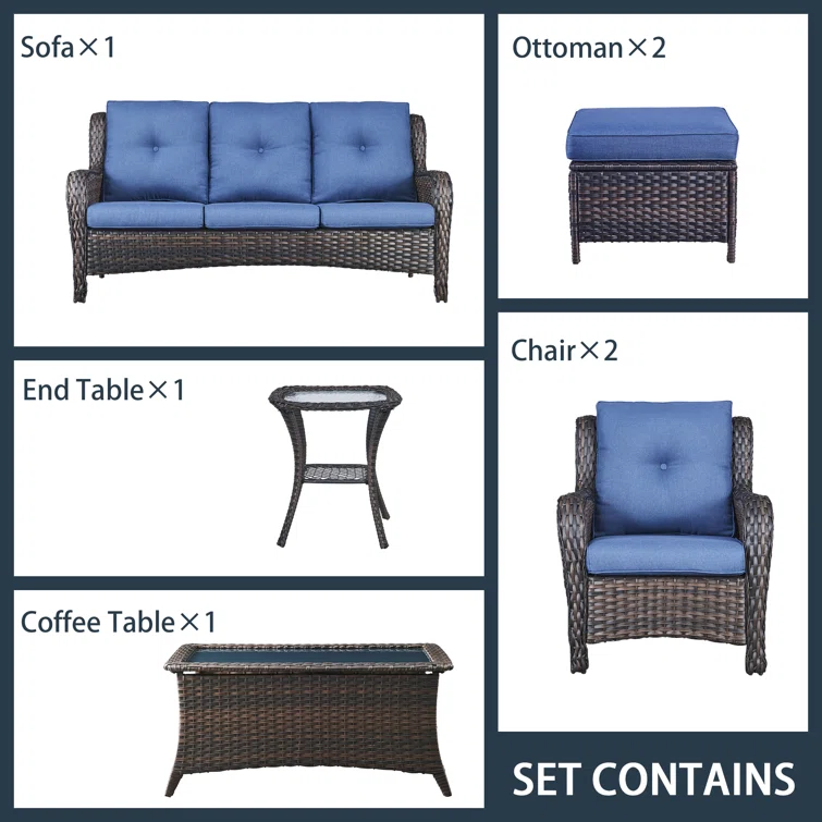 WFSBT 5 - Person Outdoor Seating Group with Cushions