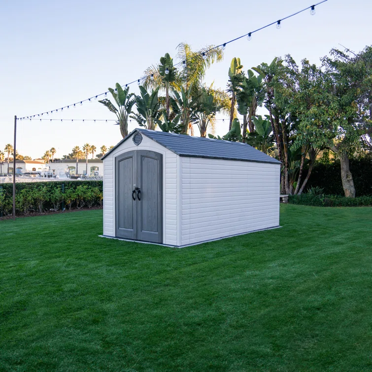 8 Ft. x 15 Ft. High-Density Polyethylene Outdoor Storage Shed with Steel-Reinforced Construction