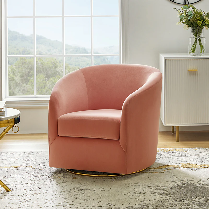 Emanuela Velvet Swivel Barrel Armchair