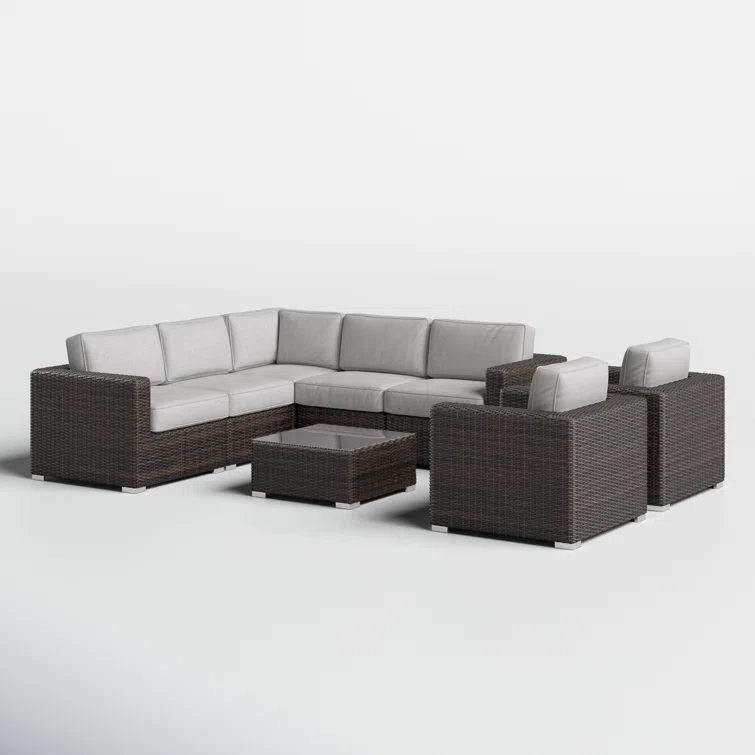 Faulkner Rattan Wicker Fully Assembled 6 - Person Seating Group with Cushions