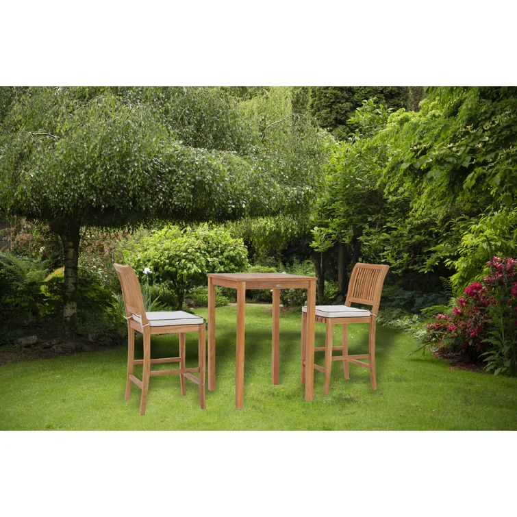 2 - Person Square Teak Outdoor Dining Set with Cushions