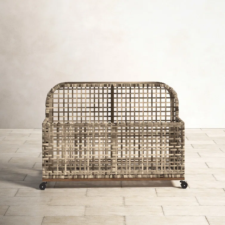 Birch Lane™ Broughton 43.5'' W 30 Gallons Water Resistant Metal Towel Valet with Wheels in Distressed Gray/Brown