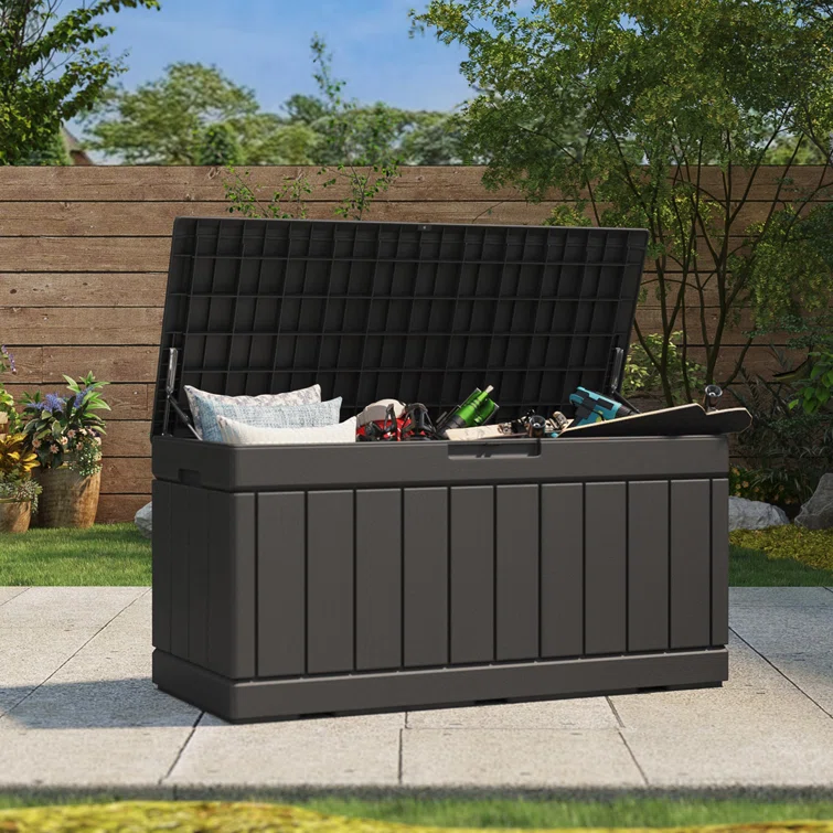 90 Gallons Water Resistant Resin Lockable Deck Box