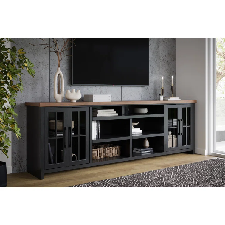 Brixham 96 inch TV Stand Console for TVs up to 100 inches, No Assembly Required, Two-Tone Finish