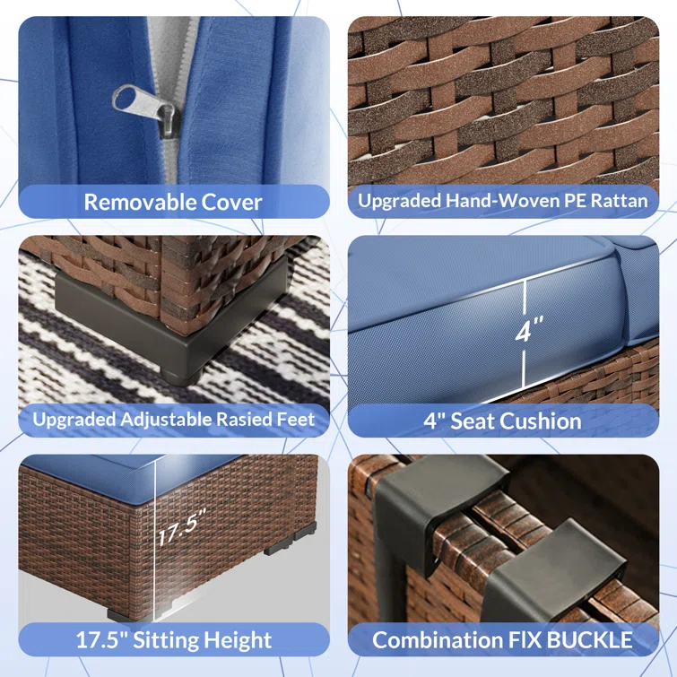 Mecayla 7 Piece Rattan Sectional Seating Group with Cushions