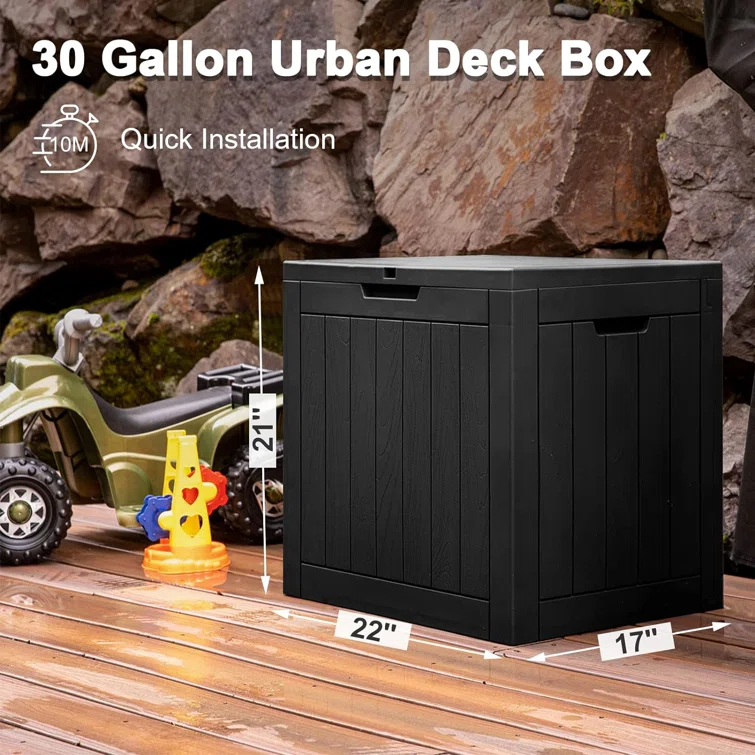 WORACO 17.09'' W 30 Gallons Water Resistant Resin Lockable Deck Box