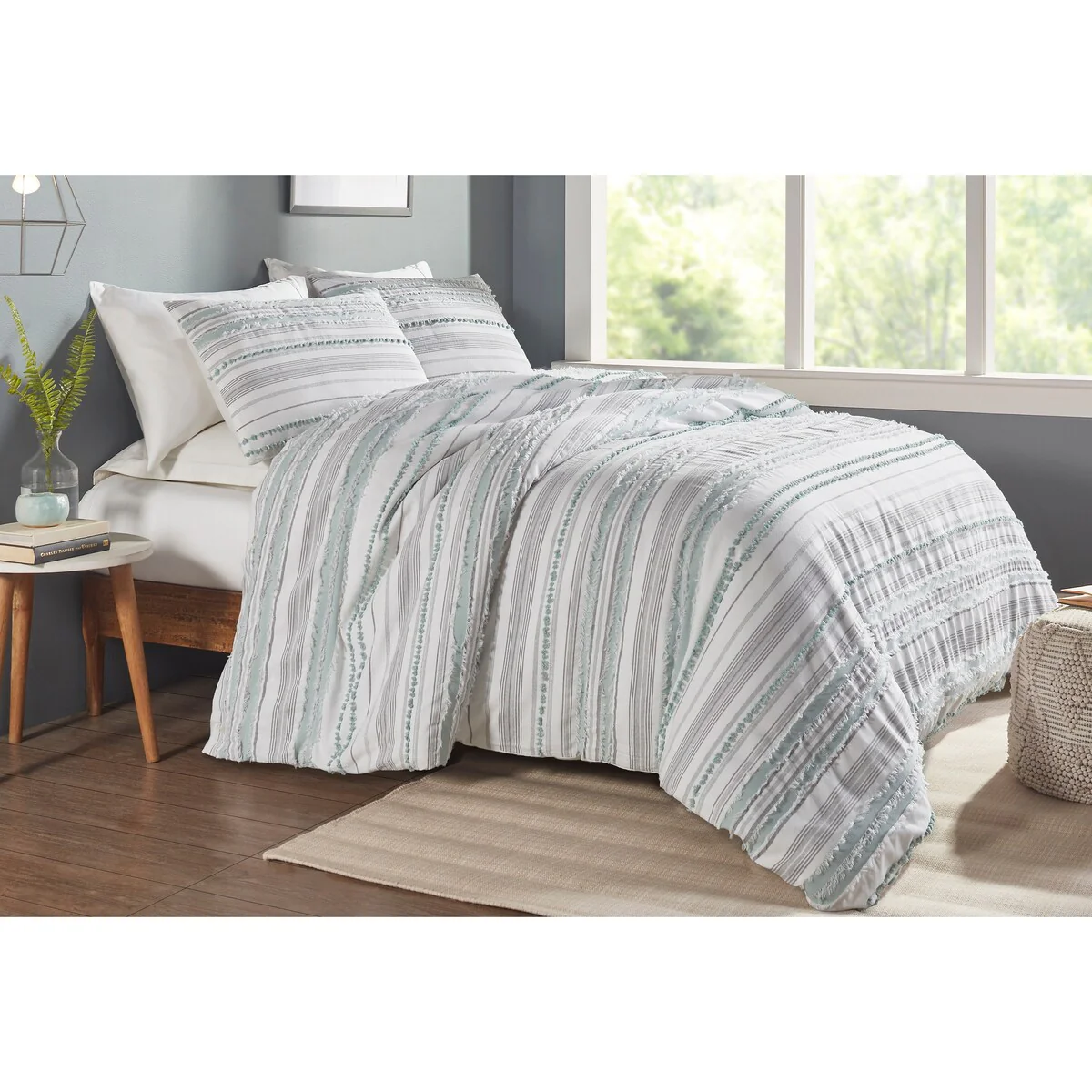 Better Trends Diana Stripe Comforter Set, 100% Cotton Soft & Dobby Weave Luxurious Design Durable and Resistant Machine Washable