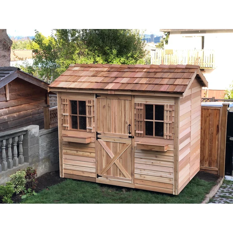Cabana 9 ft. W x 6 ft. D Western Red Cedar Wood Traditional Storage Shed