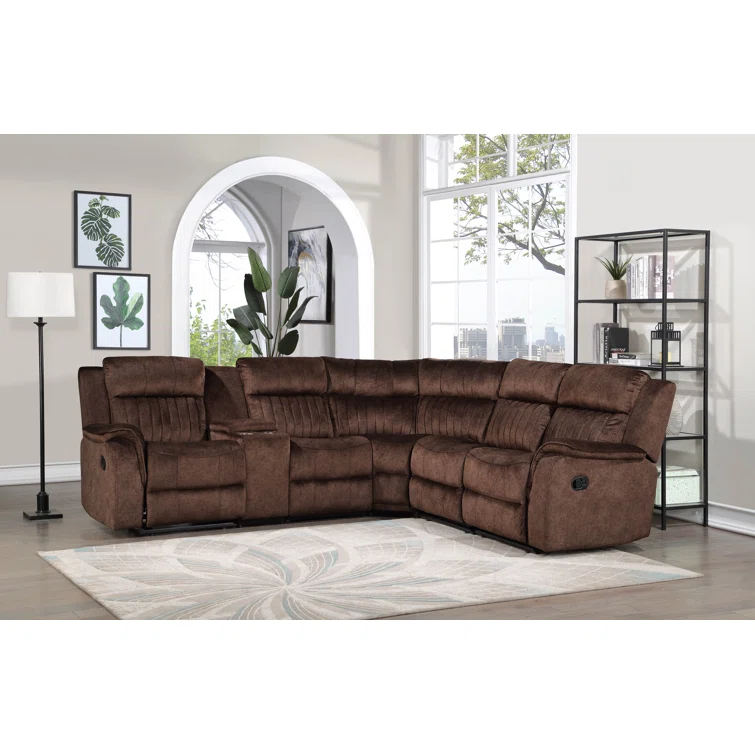 Adeodato 5 - Piece Velvet Reclining Sectional