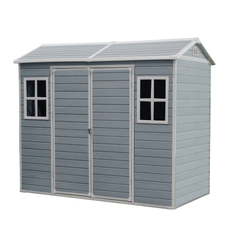 Outdoor Storage Shed Blue Gray Steep Slope