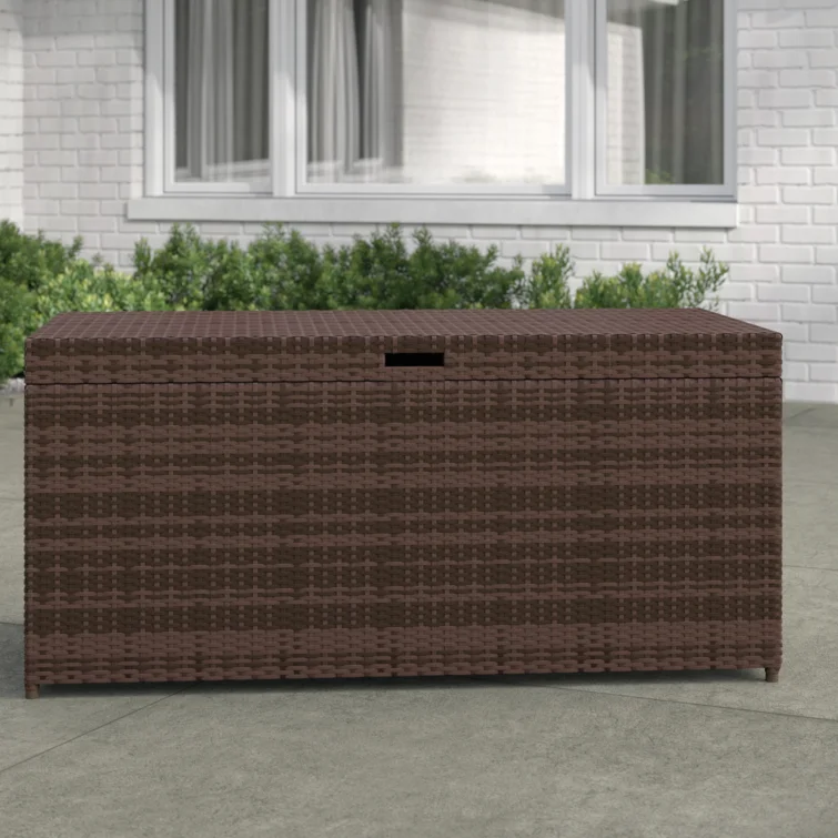 Latitude Run® Adelita 52'' W 100 Gallons Water Resistant Wicker Deck Box in Brown