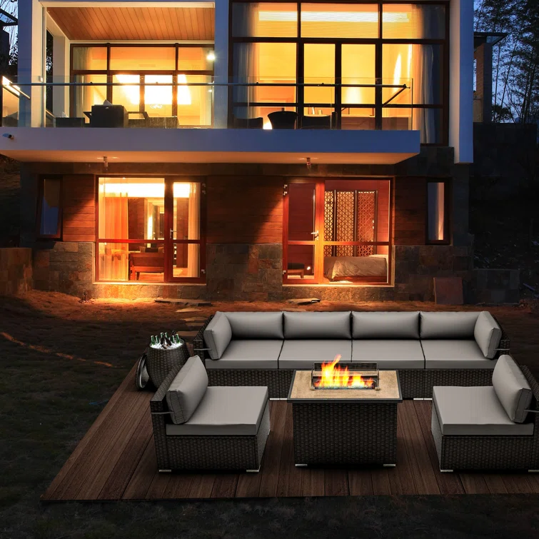 Rahkiem 6 - Person Outdoor Furniture Set Sectional Seating Group with Cushions