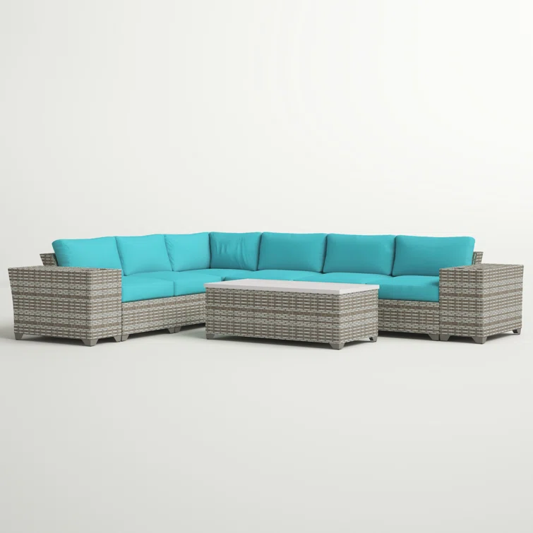 Bannister Fairmont 9 Piece Outdoor Sectional Seating Group with Cushions and Storage Coffee Table