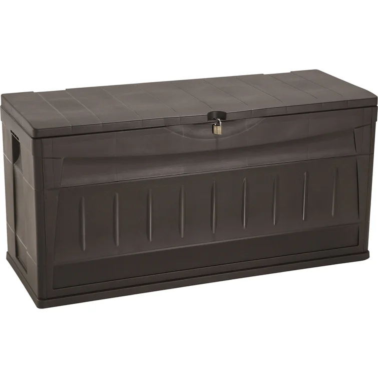 RIMAX 46.4'' W 83.21 Gallons Water Resistant Plastic Lockable Deck Box in Dark Brown