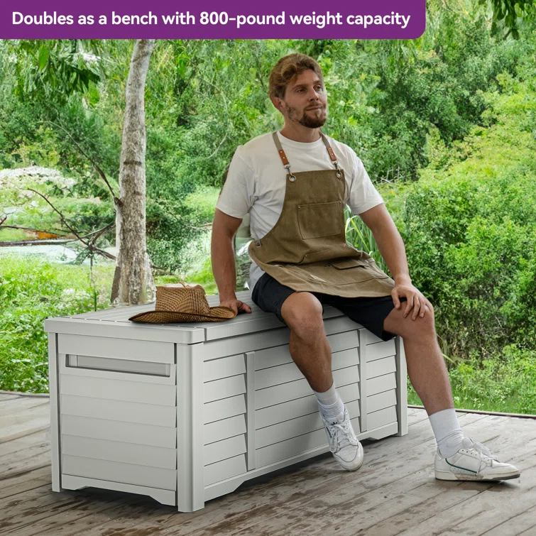 Edrosie Inc 120 Gallons Water Resistant Resin Lockable Deck Box