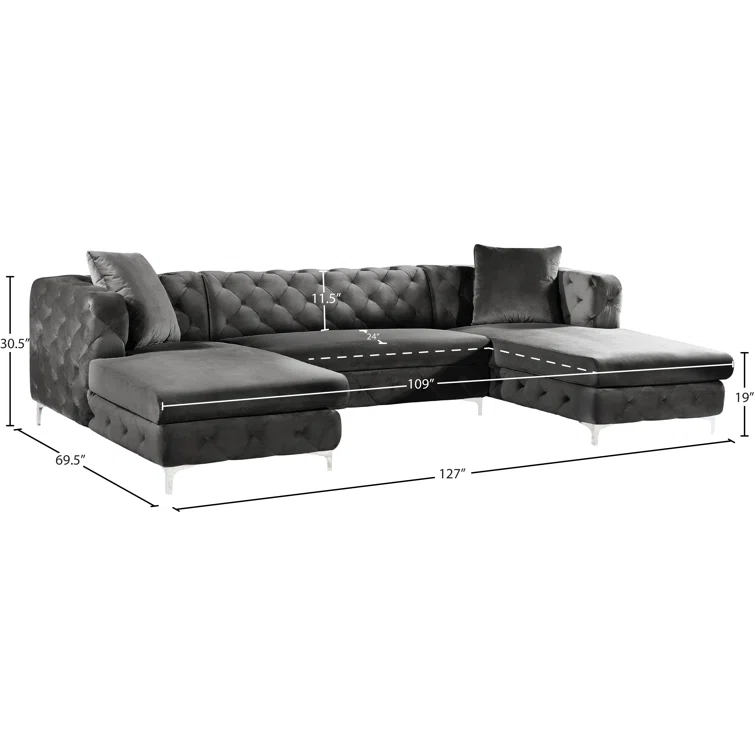 Miranda 3 - Piece Velvet Sectional