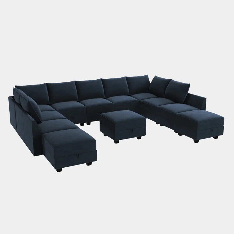 Kandle Modular Upholstered Velvet Chaise Sectional Sofa