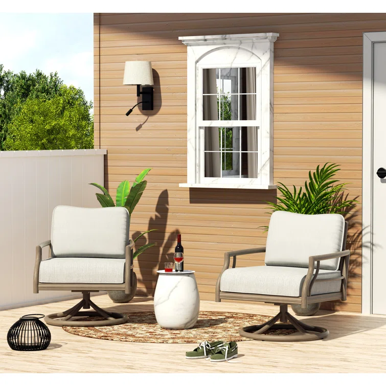 Patio Aluminum Swivel Conversation Seating Group With Olefin Cushions For 5 Person