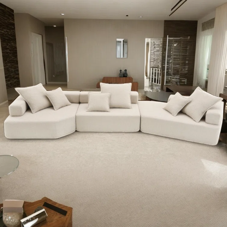 Luxury Oversized Modular Boucle Sofa Set, Convertible Sleeper Couch, Foam-filled Sofa Bed, 3-piece Free Combination For Living Room