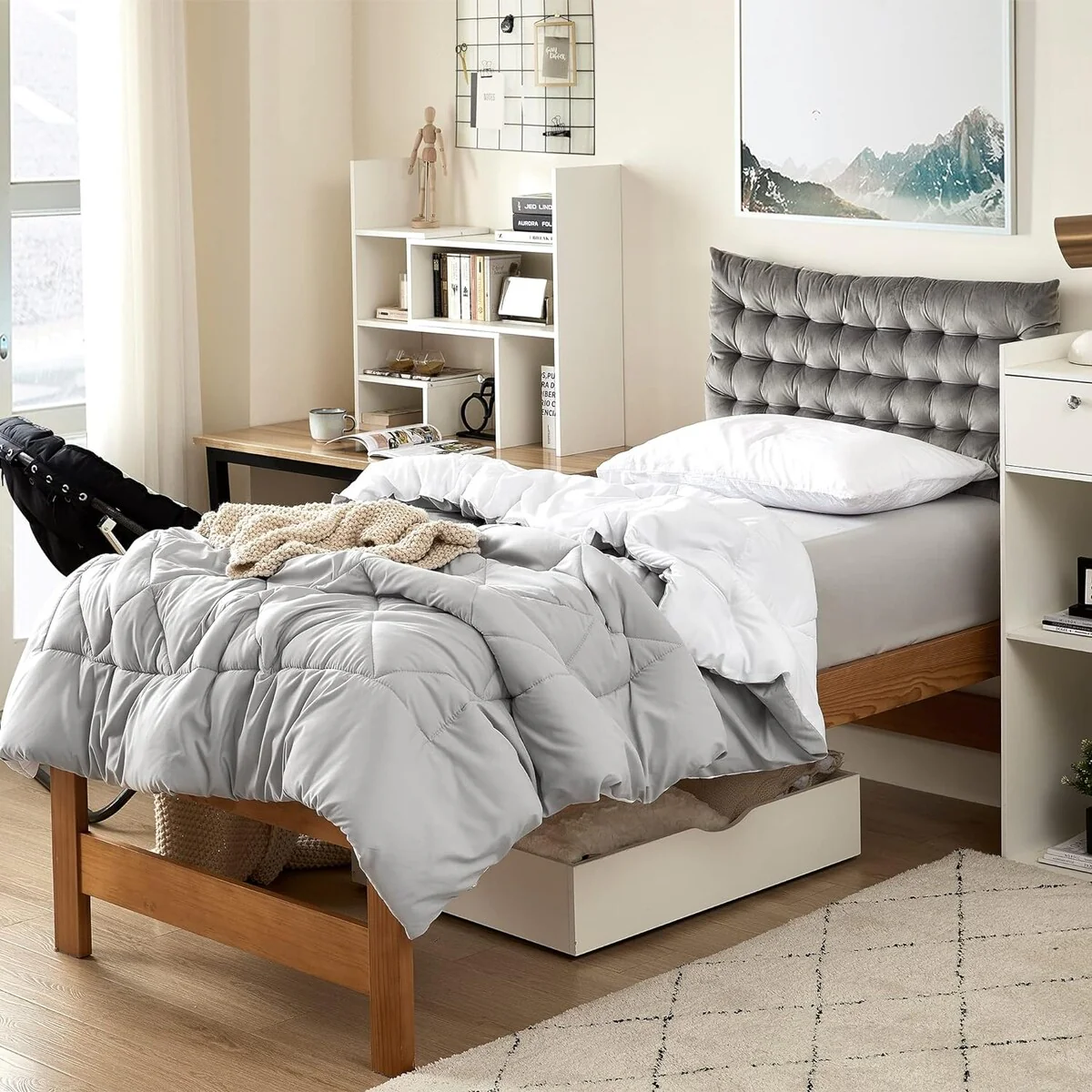 BYB Glacier Gray/White Reversible Comforter - Oversized Bedding