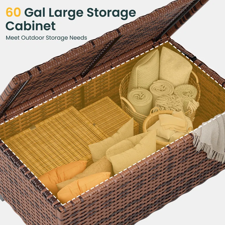 Hermes 39.5'' W 60 Gallons Water Resistant Wicker Deck Box in Brown