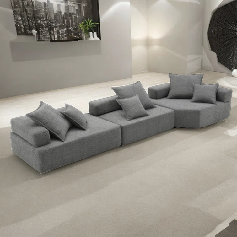 Oversized Modular Boucle Sectional Sofa, Convertible Sleeper Couch With No Assembly Required, Spacious Foam-filled Sofa Bed, 3-piece Customizable Living Room Set