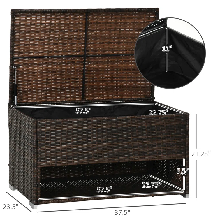Outsunny 66 Gallon Wicker Deck Box