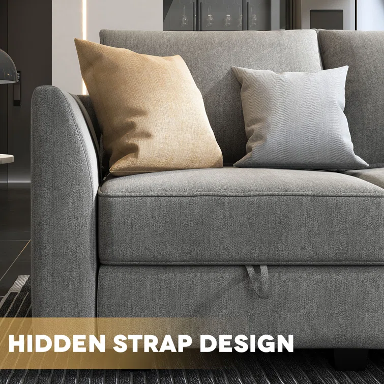 Manusite L-Shaped Modular Sectional Upholstered Couch With Storage Seat